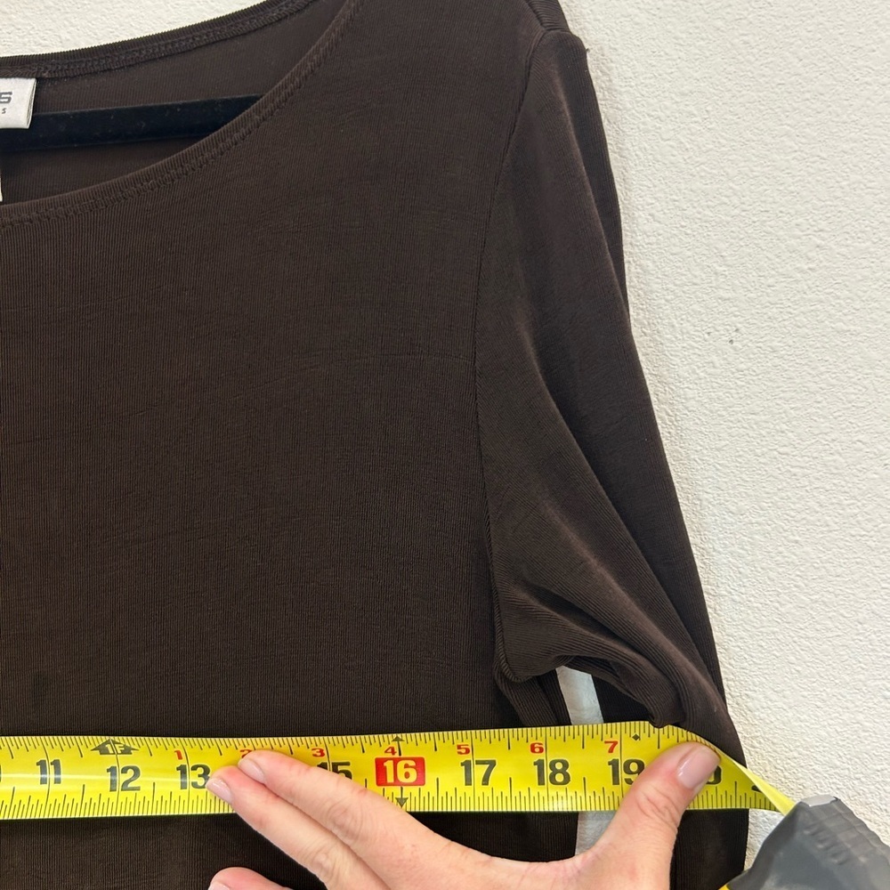 Chicos travelers long sleeve asymmetrical tunic med brown office professional - Picture 6 of 6
